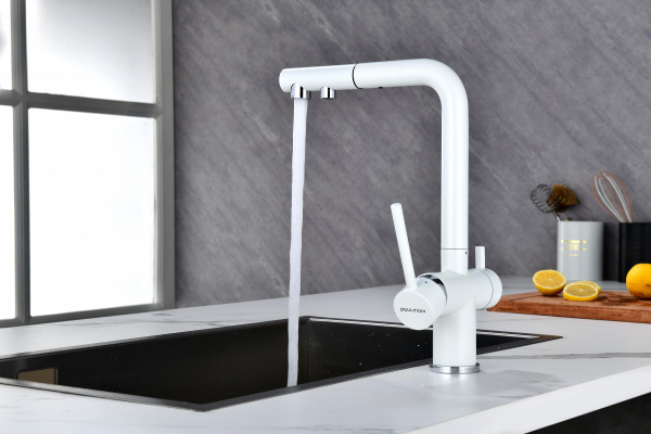 Смеситель для кухни Paulmark SERPENTINE Se213222-431, белый матовый