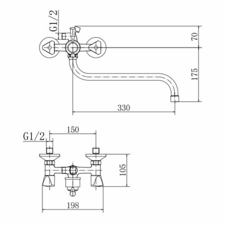 Смеситель для ванны FASHUN A2211, хром