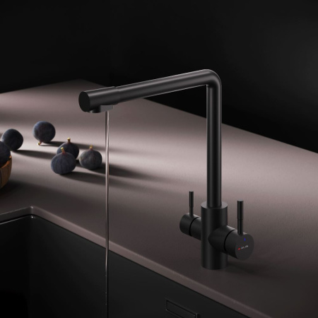 F85B05722 X-Joy S, Смеситель для кухни AM.PM с L-изливом с каналом для питьевой воды, черный