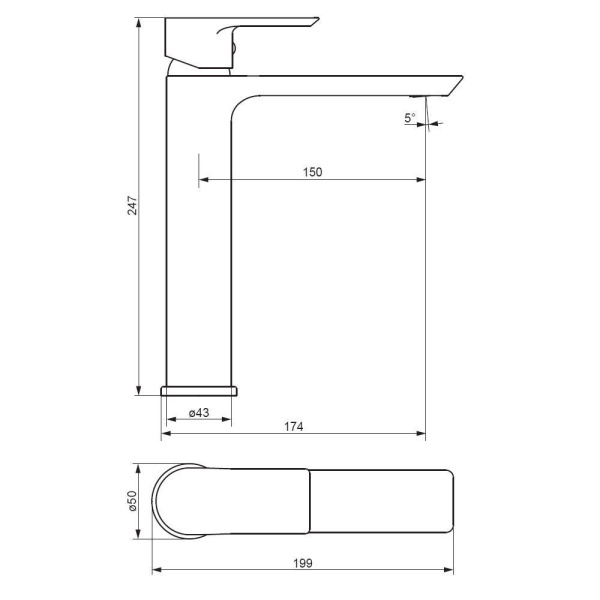 470250000 Apollo Высокий Смеситель для умывальника Damixa, хром