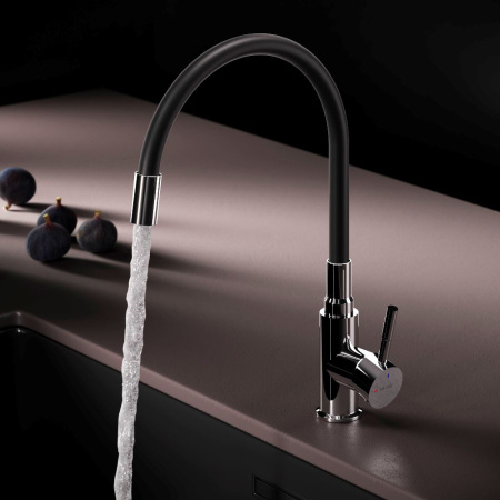 F85B07602 X-Joy S, Смеситель для кухни AM.PM с гибким изливом, черный/хром