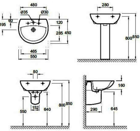 Раковина Jacob Delafon Patio 55 E4158NG-00 Белая