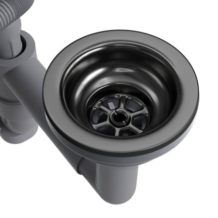 Сифон для одночашевой кухонной мойки с выпуском Reflexion Arno RX3001BL оружейная сталь