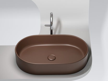 Умывальник чаша накладная овальная Ceramicanova Element 608*385*122мм, Темно-коричневый матовый, CN6048MDB