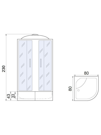 Душевая кабина МОНОМАХ МОНОМАХ XL 80/43 С МЗ 800х800х2300мм