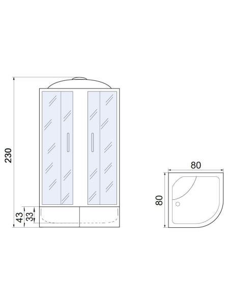 Душевая кабина МОНОМАХ МОНОМАХ XL 80/43 С МЗ 800х800х2300мм