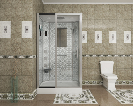 Душевая кабина Niagara Luxe NG-7711WL (90x120х215) низкий поддон(15см),дверь раздвижная,стенки серебро,6 мест