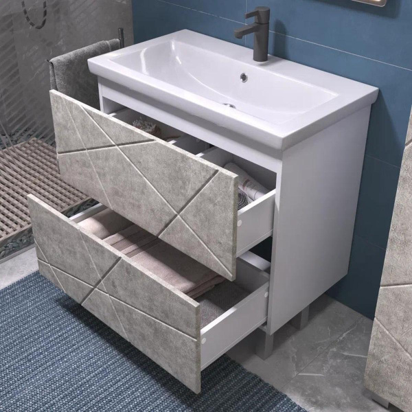 Тумба под раковину напольная VIGO Geometry 025 бетон, 80 см