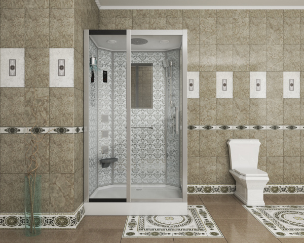 Душевая кабина Niagara Luxe NG-7711WL (90x120х215) низкий поддон(15см),дверь раздвижная,стенки серебро,6 мест