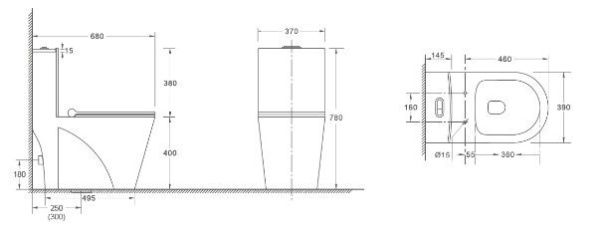 Унитаз компакт WeltWasser WW WELZBACH 001 GL-WT белый глянец