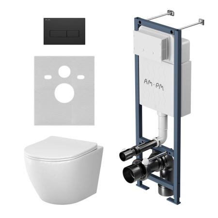 IS110338.801900 ErgoFit Инсталляция с клавишей M черн мат с подвесным унитазом Like Aquaspin с сиденьем м/лифт