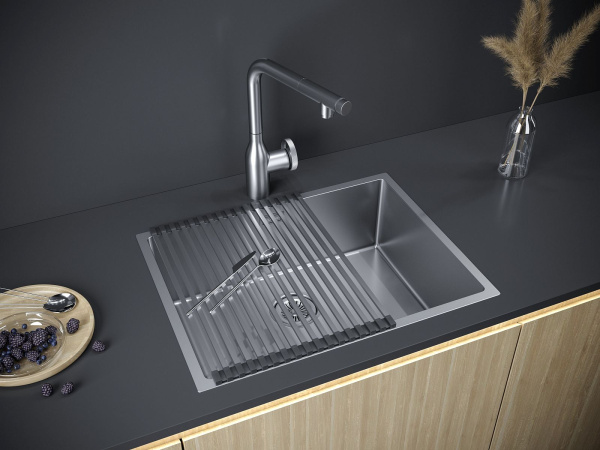 Мойка Paulmark NEXT 58 UNI PM215844-BS 440х580х200 мм, нержавеющая сталь, нержавеющая сталь