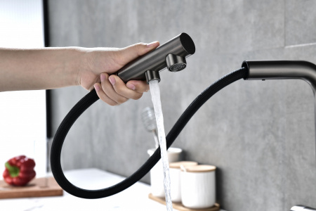 Смеситель для кухни Paulmark SERPENTINE Se213222-GM, вороненая сталь