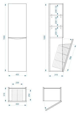 Пенал подвесной Vela Бриз 40ПБК (бельевая корзина)