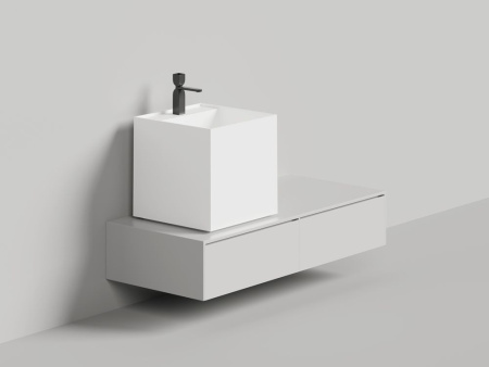 Раковина накладная Salini ARMONIA SQUARE TOP 03 без отверстия под смеситель, белый, 130523TM