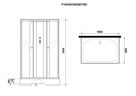 Душевая кабина Niagara Promo P100/80/26Q/MT/BK (100х80х200) 4 места