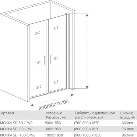 Душевая дверь Good Door MOKKA SD-100-C-WE