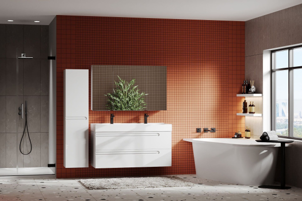 Тумба под умывальник Belux подвесная Стокгольм 120-02 Белый глянцевый