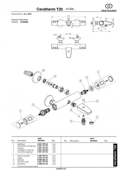 Смеситель для ванны Ideal Standard Ceratherm T25 A7206AA