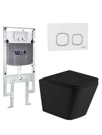 Комплект инсталляции с унитазом Weltwasser AMBERG 497 ST + GELBACH 043 MT-BL + AMBERG RD-WT