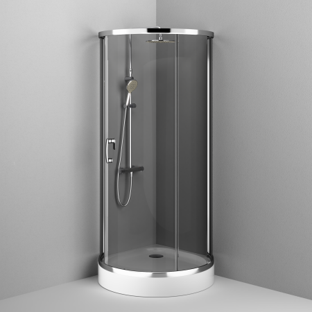 W83UG-333-095CG Like Round 95 Душевое ограждение AM.PM 95x95, стекло тонированное, профиль хром глянцевый