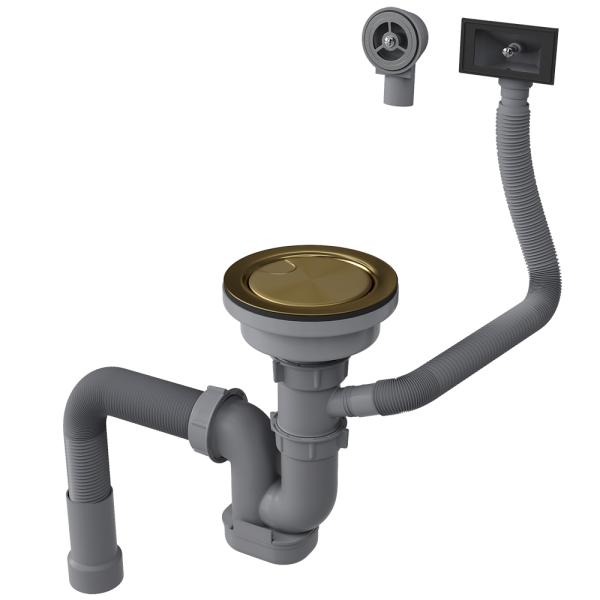 Сифон для одночашевой кухонной мойки с выпуском Reflexion Arno RX3001GD брашированное золото