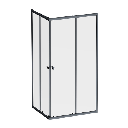 W87G-403-10080-BT Sunny Душевое ограждение AM.PM прямоугольное, раздвижн двери 100x80 черный,стекло прозрачн