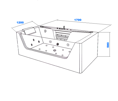 Ванна C-478A акриловая гидромассажная Ceruttispa (1700x1200x580)
