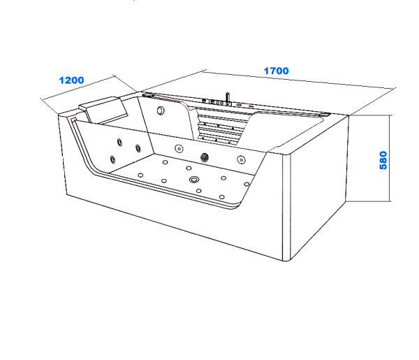 Ванна C-478A акриловая гидромассажная Ceruttispa (1700x1200x580)