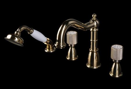 Смеситель на борт ванны Boheme Royal Cristal 395-Royal/CRST Золото
