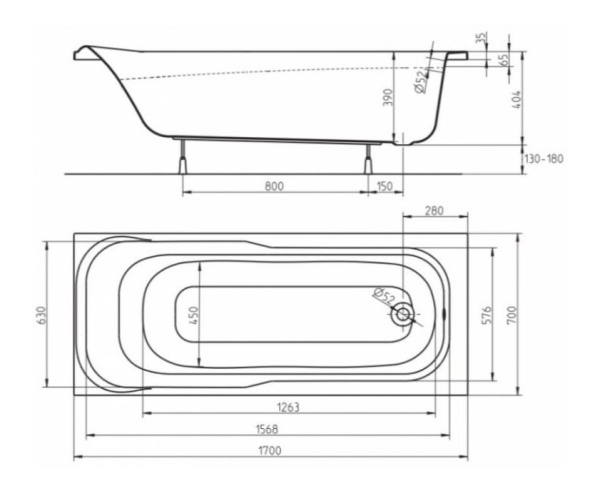 Акриловая ванна Kolo Sensa XWP357000N, 170x70