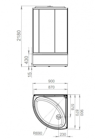 Душевая кабина Domani-Spa Simple 99 high DS01Sm99HBT00 90x90