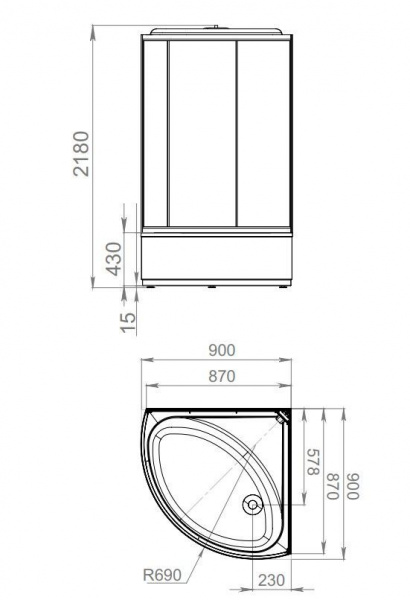 Душевая кабина Domani-Spa Simple 99 high DS01Sm99HWM00 90x90