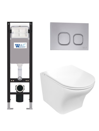 Комплект инсталляции с унитазом Weltwasser AMBERG 350 + ODENBACH 004 GL-WT + AMBERG RD-CR