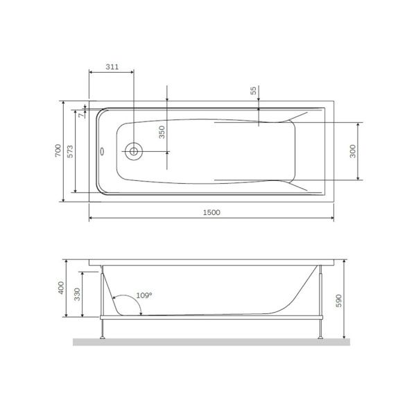 Каркас для ванны AM.PM Gem W90A-150-070W-R 150х70 см