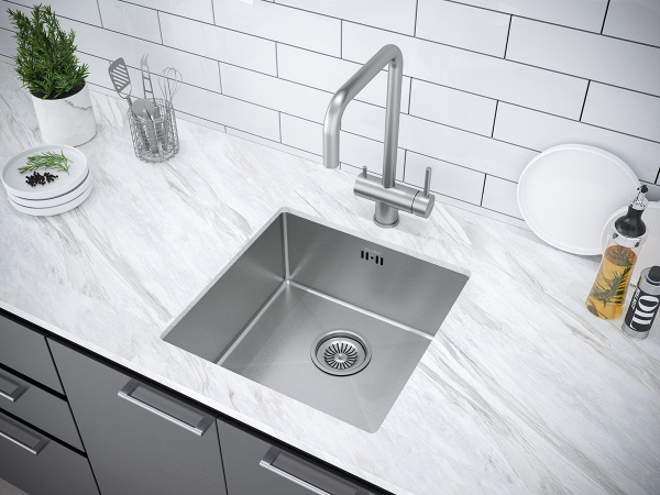 Мойка Paulmark GERBERG 44 UNI PM254444-BS 440х440х200 мм, нержавеющая сталь, брашированная нержавеющая сталь