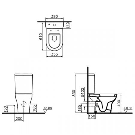 Унитаз напольный VitrA Zentrum 9012B003-7204 с бачком и сиденьем микролифт