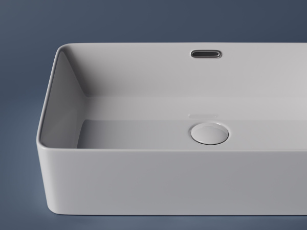 Умывальник чаша накладная прямоугольная со сливом переливом Ceramicanova Element 600*380*140мм, Белый, CN5025