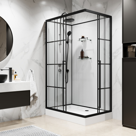 Душевая кабина Niagara Standart ST100/80/15QL/KL/BKT (100х80х225) низкий поддон(15см),черный,стекло прозрачное