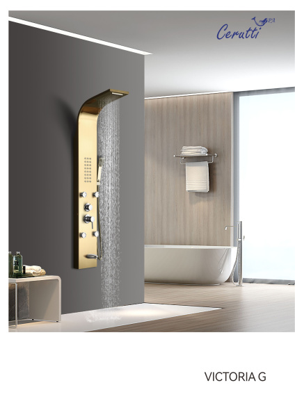 Панель VICTORIA G душевая из нержавеющей стали с форсунками Ceruttispa CT9978, цвет золото