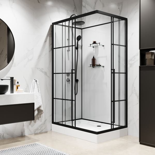 Душевая кабина Niagara Standart ST120/80/15QL/KL/BKT (120х80х225) низкий поддон(15см),черный,стекло прозрачное