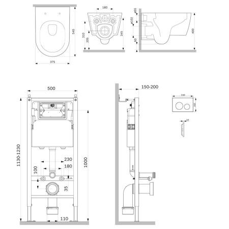 IS90101.8F1701 Инсталляция с клавишей PrimeFit L, бел глянц, с подвесным унитазом Func 54 FlashClean с сиденьем м/ли