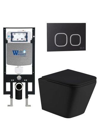 Комплект инсталляции с унитазом Weltwasser AMBERG 497 + GELBACH 043 MT-BL + AMBERG RD-BL