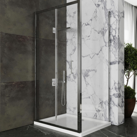 Душевой уголок Roxen Caspia 55060-120 120x80, прозрачное стекло/профиль хром