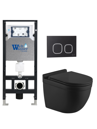 Комплект инсталляции с унитазом Weltwasser AMBERG 506 + HEIMBACH 043 MT-BL + AMBERG RD-BL