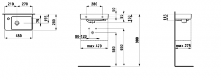 Умывальник Laufen Pro S 8159554001041 48x48x8