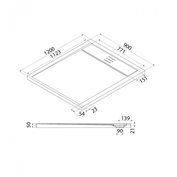 Душевой поддон IDDIS Bild BIL5WS0i22 120х90