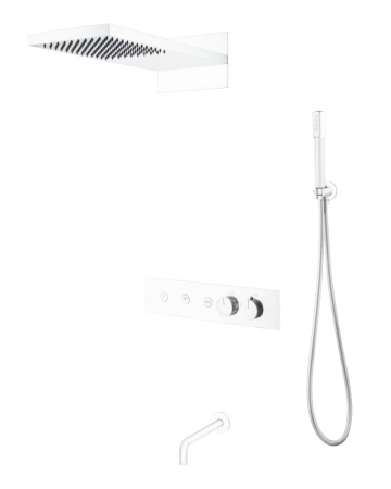 Встроенная душевая система Boheme Fusion с термостатом, MATT WHITE с изливом, 131-2-MW
