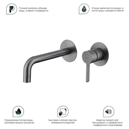 Смеситель для раковины встраиваемый Splenka S221.11.09, графит