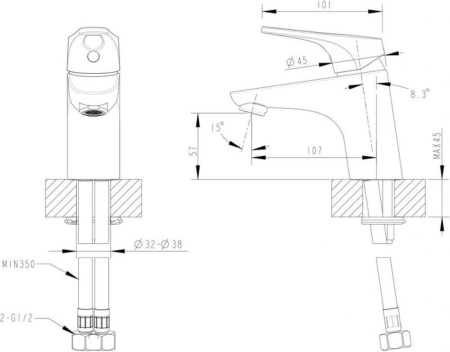 Смеситель для умывальника Bravat Drop-D F148162C